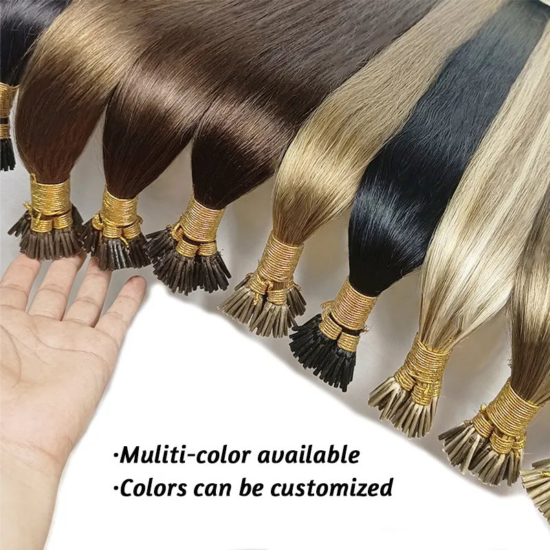Salon Quality Chocolate Brown Color Nano Beads Hair Straight Italian Keratin Nano Bonds Remy Human Hair Keratin I tip Extensions