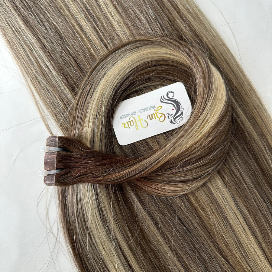 Wholesale 100% Remy Vietnamese Real Human Hair Extensions Hot Product Normal Tape SDD Straight Piano Color By Sun Hair Company