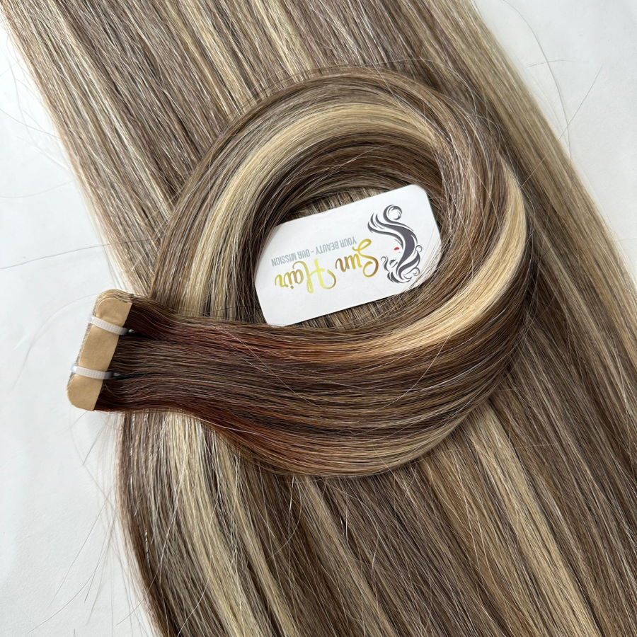 Wholesale 100% Remy Vietnamese Real Human Hair Extensions Hot Product Normal Tape SDD Straight Piano Color By Sun Hair Company