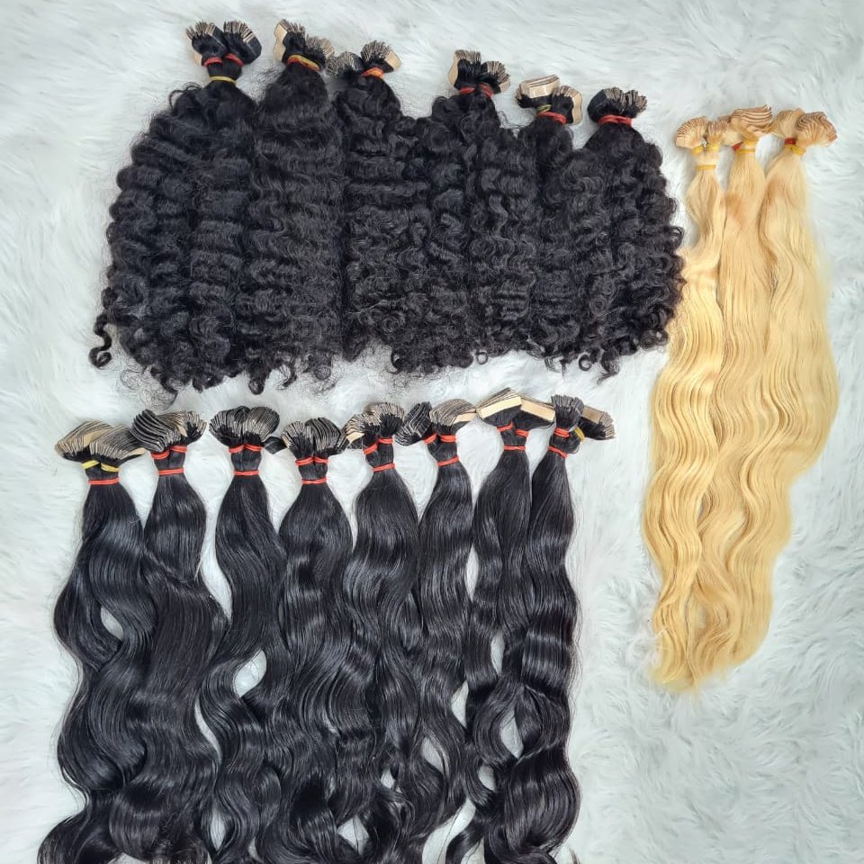 raw tape-in hair extension Vietnamese straight, cambodian wavy and burmese curly texture Sky Hair vendor in Viet Nam