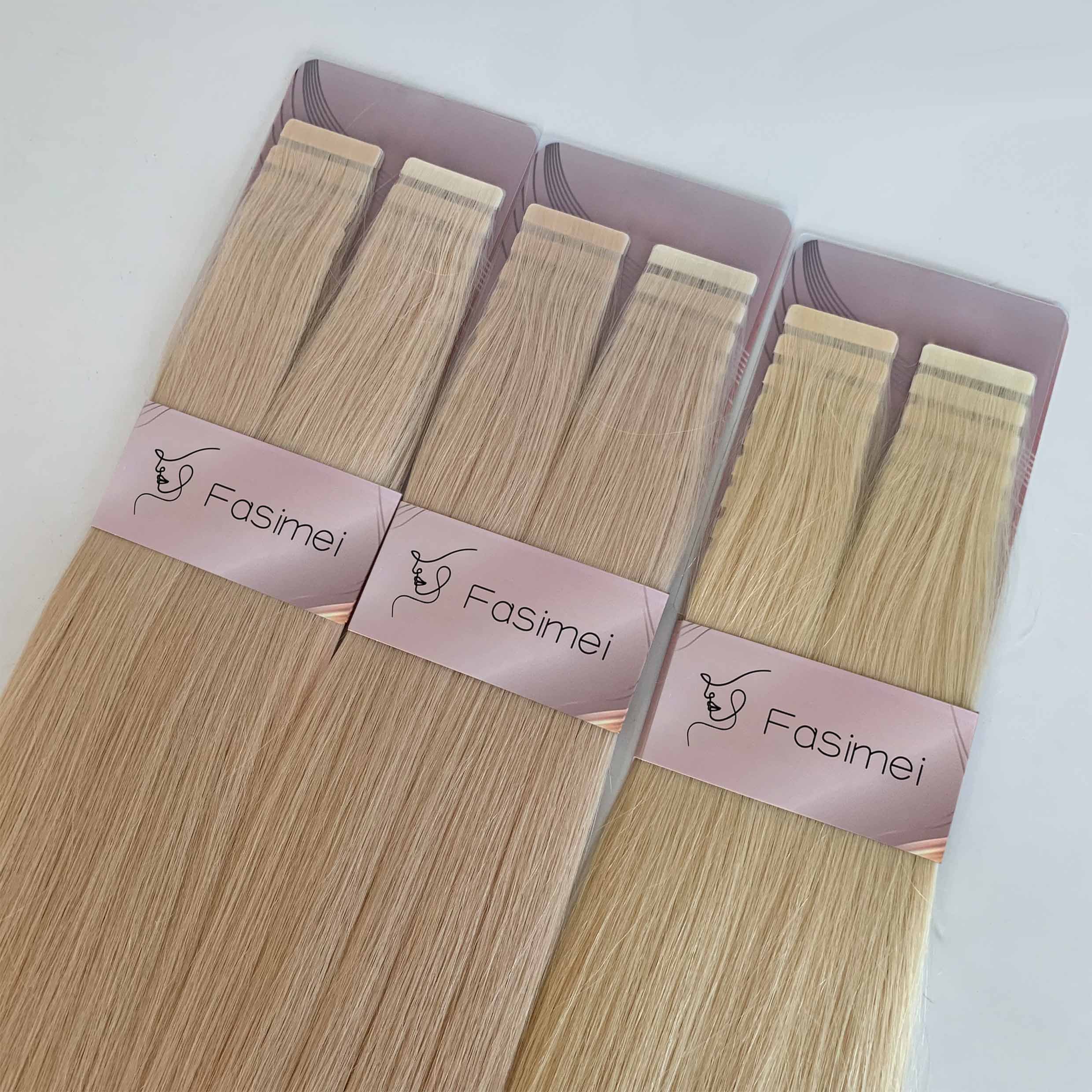Fasimei raw cuticle aligned virgin hair products factories semi invisible tape in extensions human hair extensions russian hair