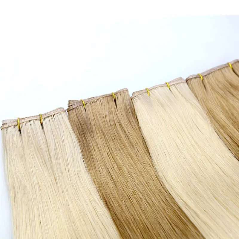 Most Popular Chinese double drawn 100% human hair raw virgin remy quality genius weft hair extensions