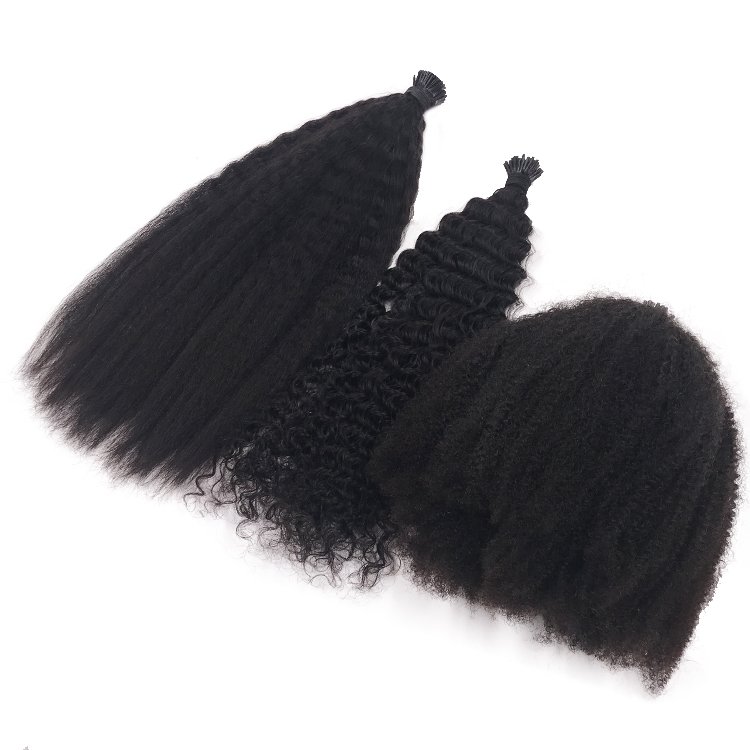 Mink Link Cuticle Aligned Human Hair 4A 4B 4C Afro Curly I Tip Hair Extension