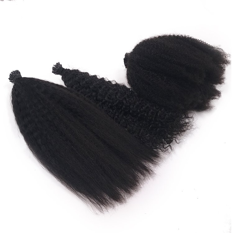 Mink Link Cuticle Aligned Human Hair 4A 4B 4C Afro Curly I Tip Hair Extension