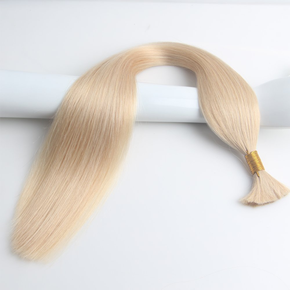 Cheap Wholesale Cuticle Aligned European Virgin Remy Human Hair Bulk White Blonde hair extentions bulk human hair for braiding