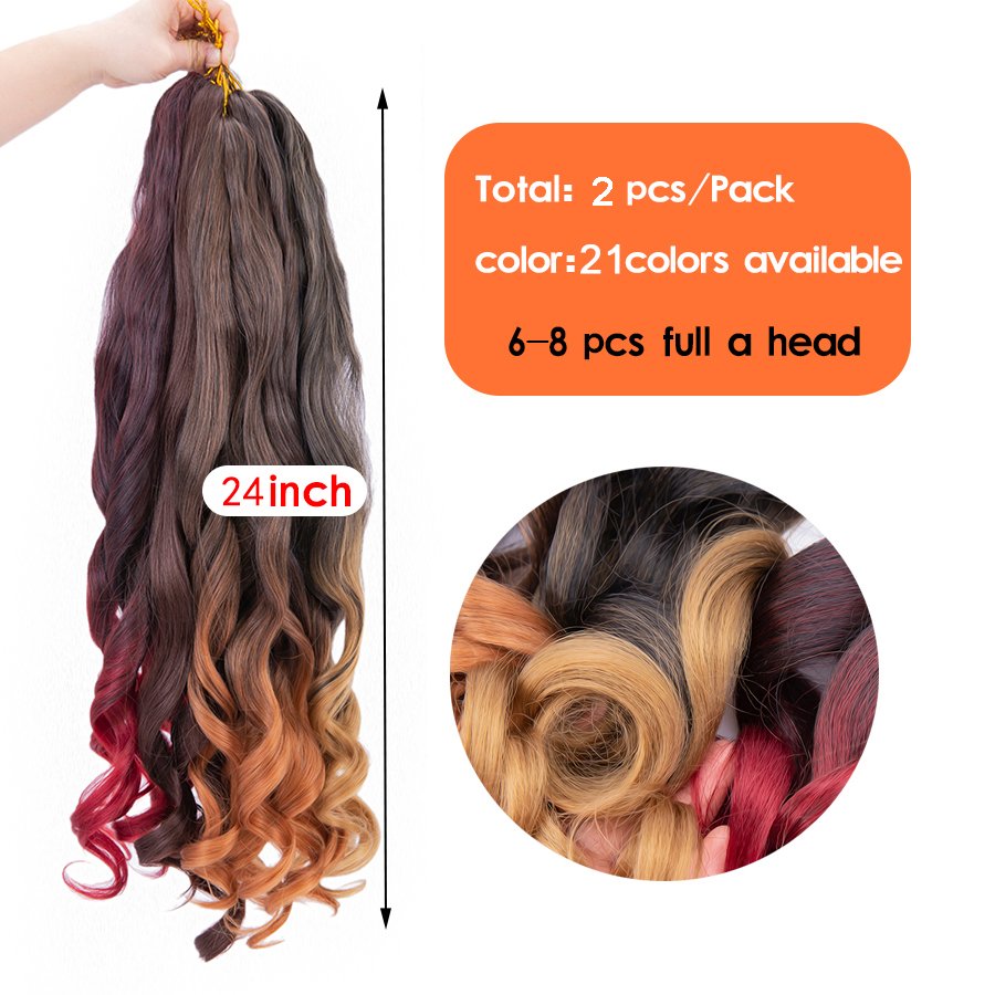 24 Inch French Curls Crochet Hair Loose Wave Braiding Hair Ombre 3 Tones Loose Curly Braids Hair Extensions for BOHO Box Braids