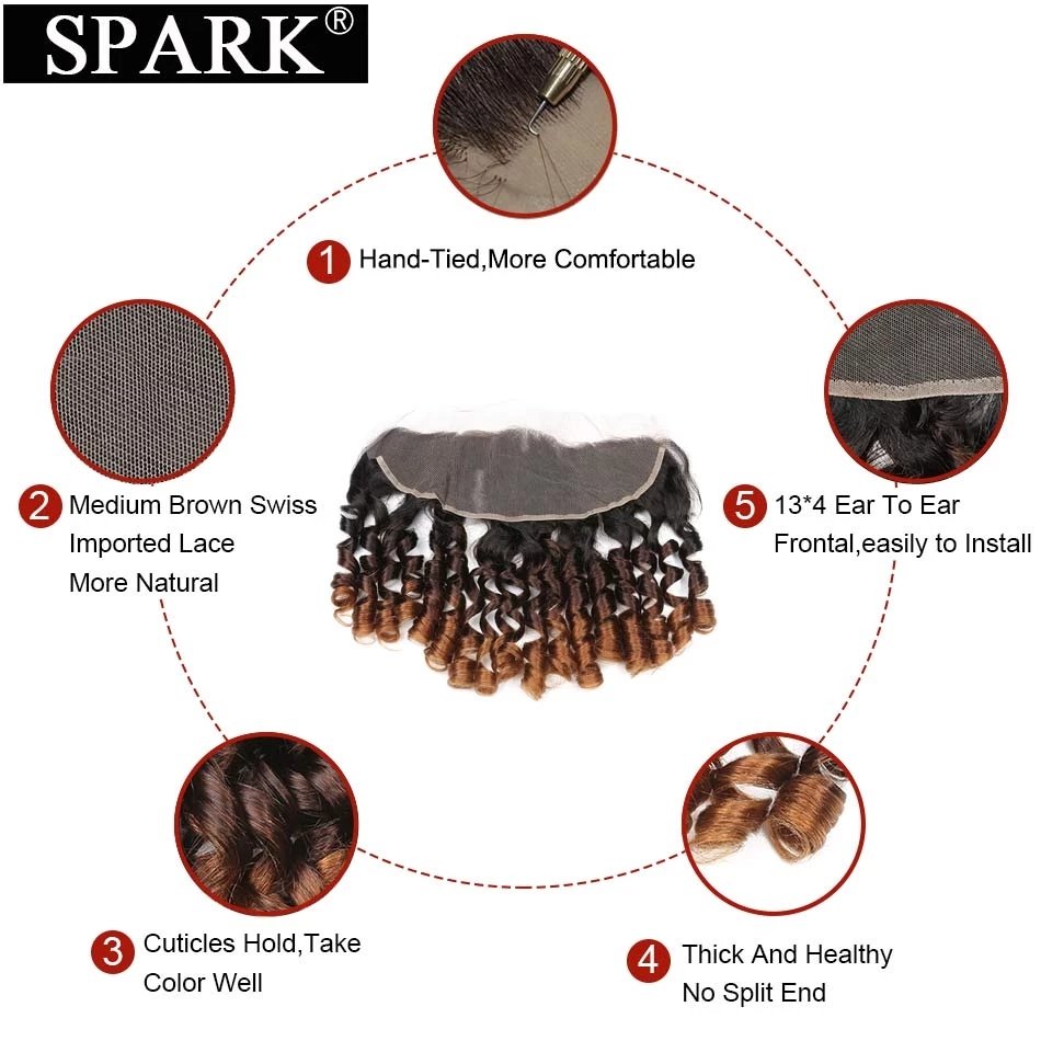 Factory Price Human Hair Extension 1b/4/30 Colored Bundles With Closure$frontal Bouncy Curly Hair Bundles For All Women