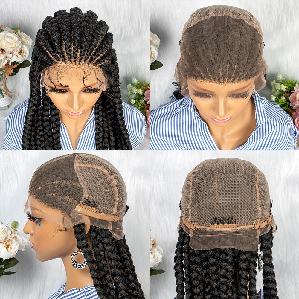 Highknight Wholesale Full Lace Braided Synthetic Hair Wigs Heat Resistant Synthetic Lace Front Hair Wigs For Black Women