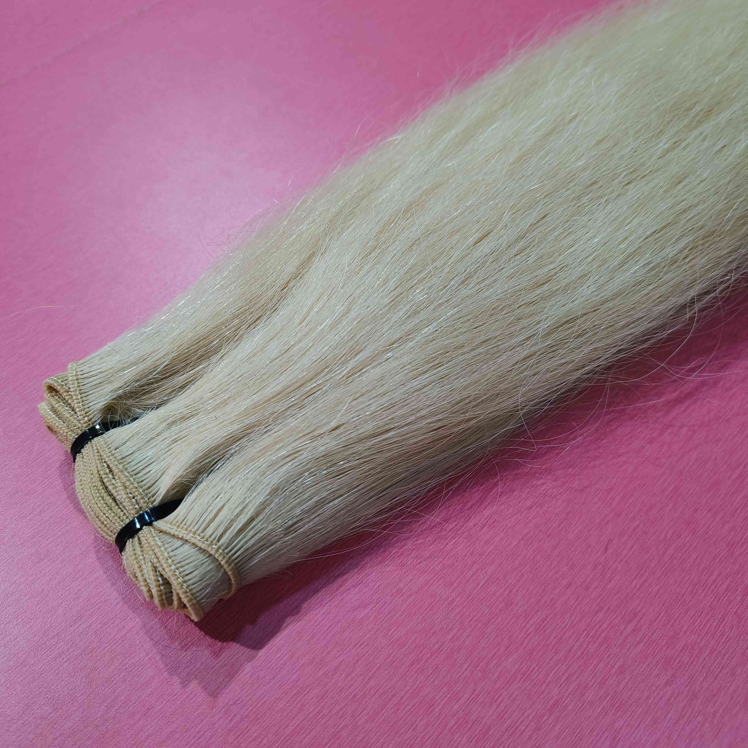 613 Bleached Straight Blonde Human Hair Bundles Genius weft made from indian temple human hair extensions