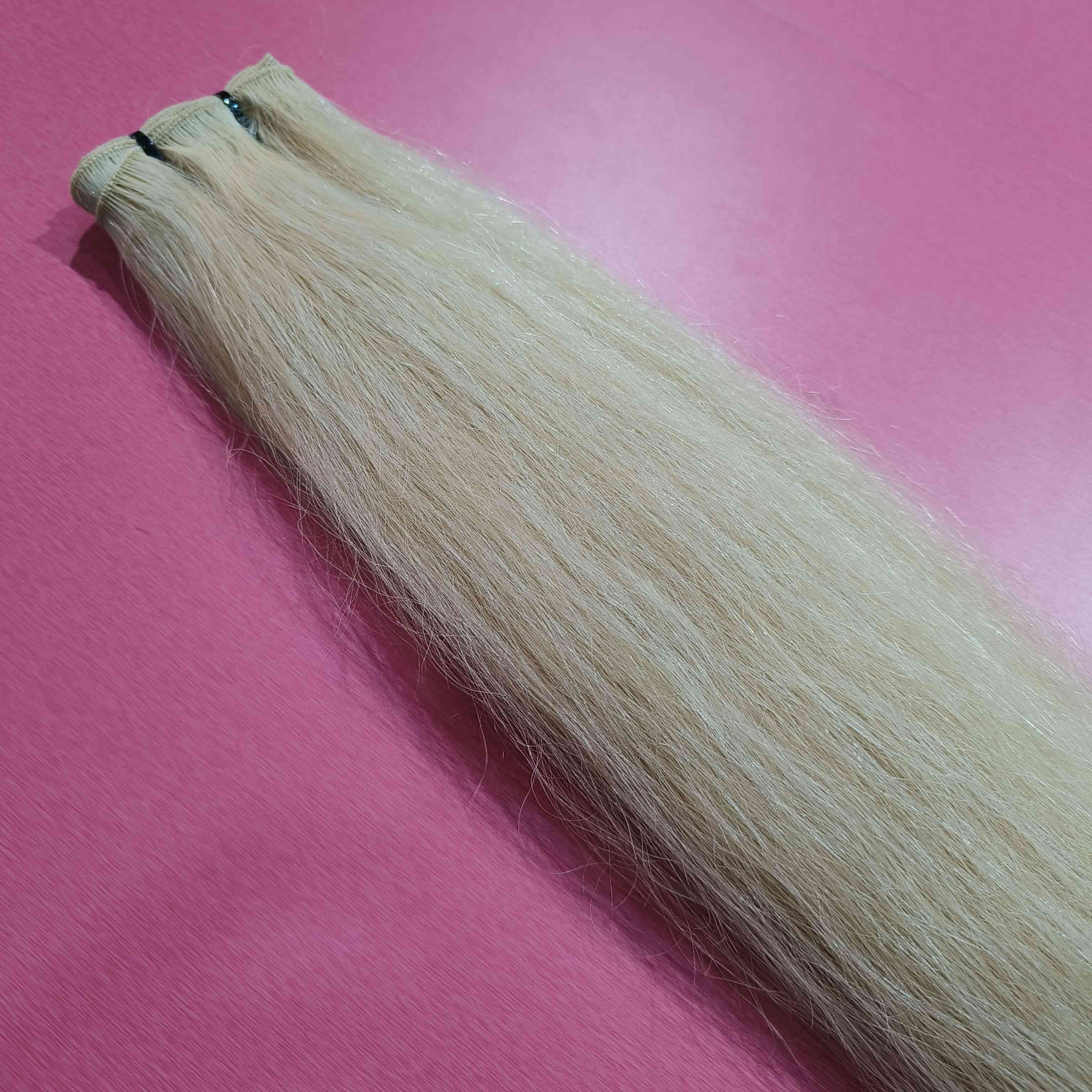 613 Bleached Straight Blonde Human Hair Bundles Genius weft made from indian temple human hair extensions