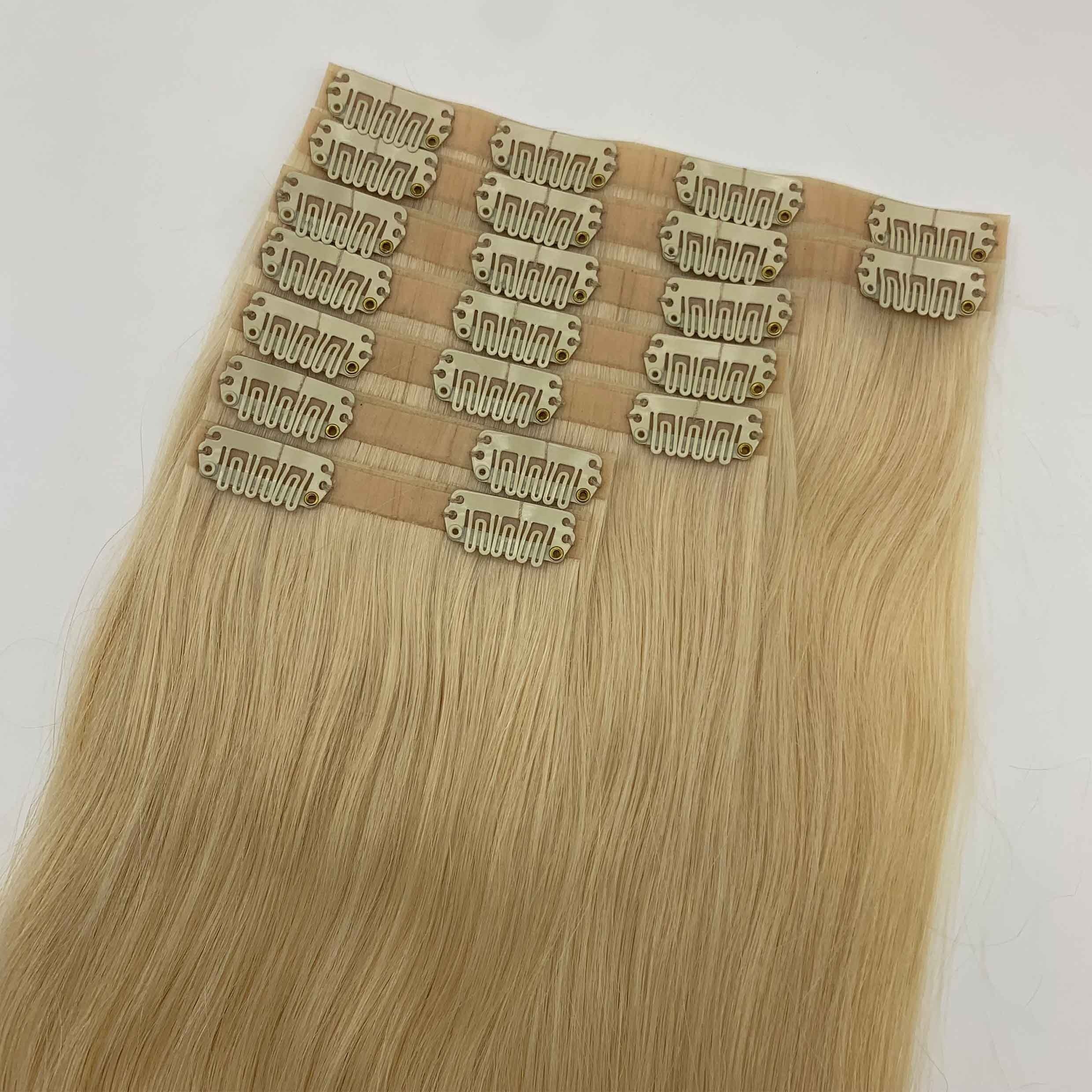 2024 New Design Invisible Clip In Manufacturing Price Remy Human Natural Unprocessed Virgin Raw Russian Hair PU Seamless Clip In