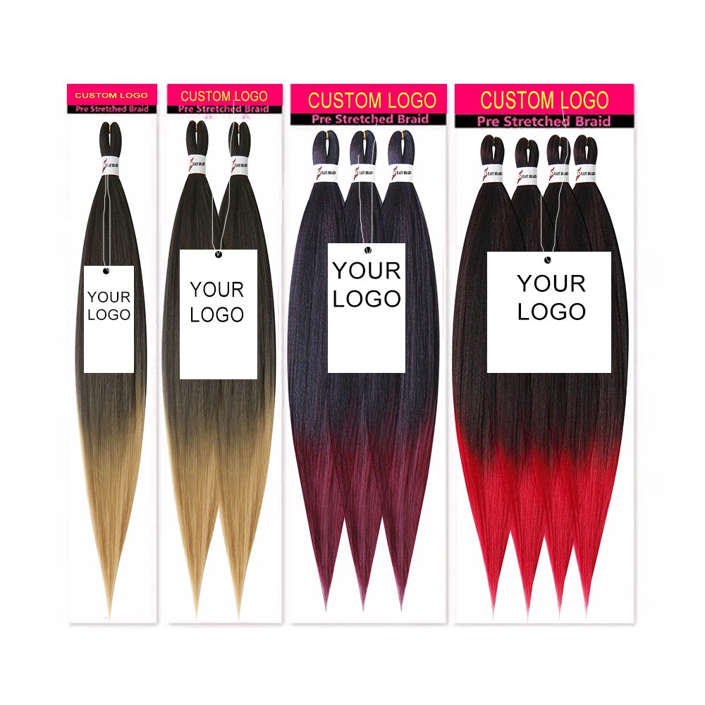 Wholesale Hair Bulk Ombre 3X Private Label EZ 52 Inch Synthetic Pre-stretch Pre Stretched Braiding Hair