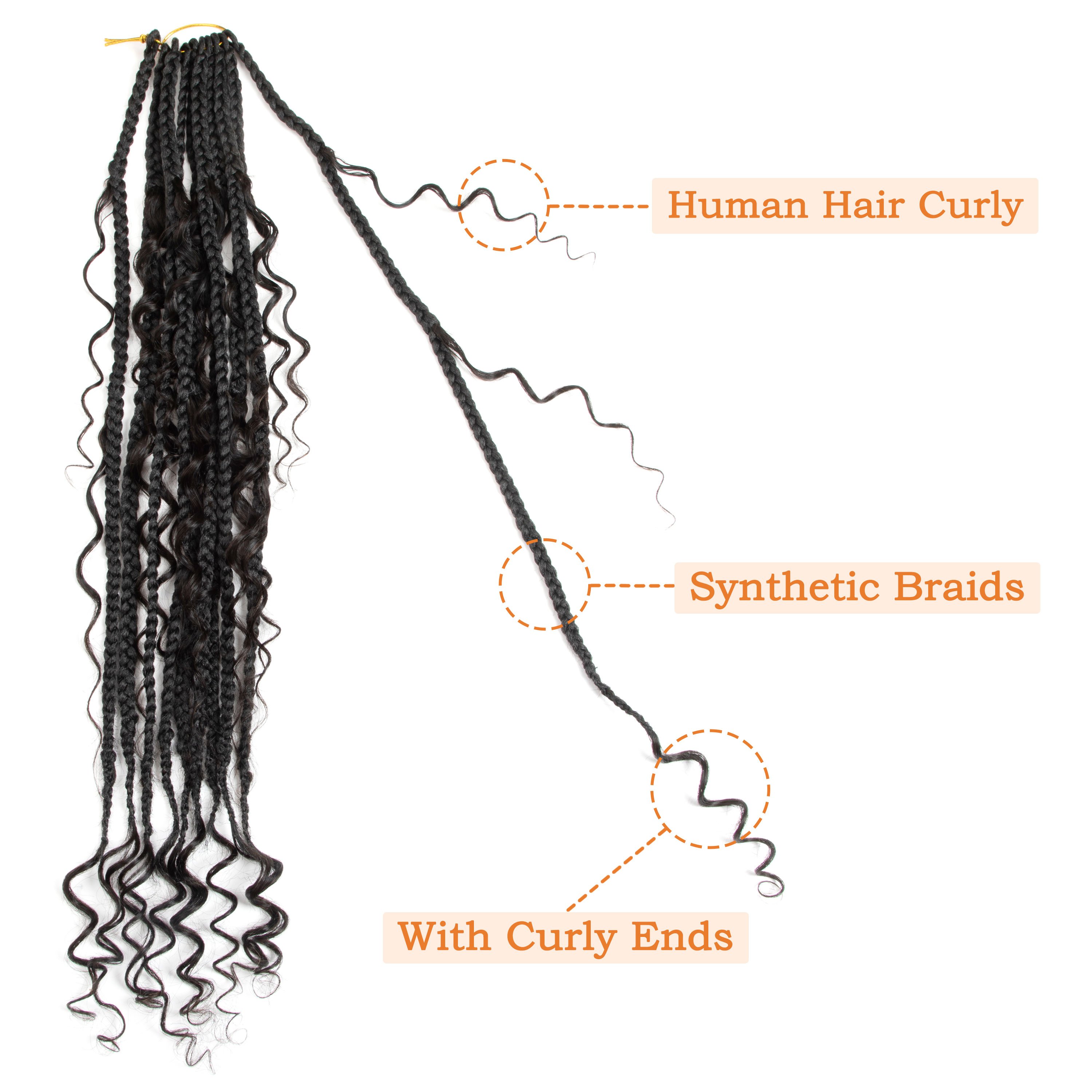 BLT new arrivals Boho goddess box braids crochet hair pre looped synthetic boho box braids locs crochet with human hair curlys