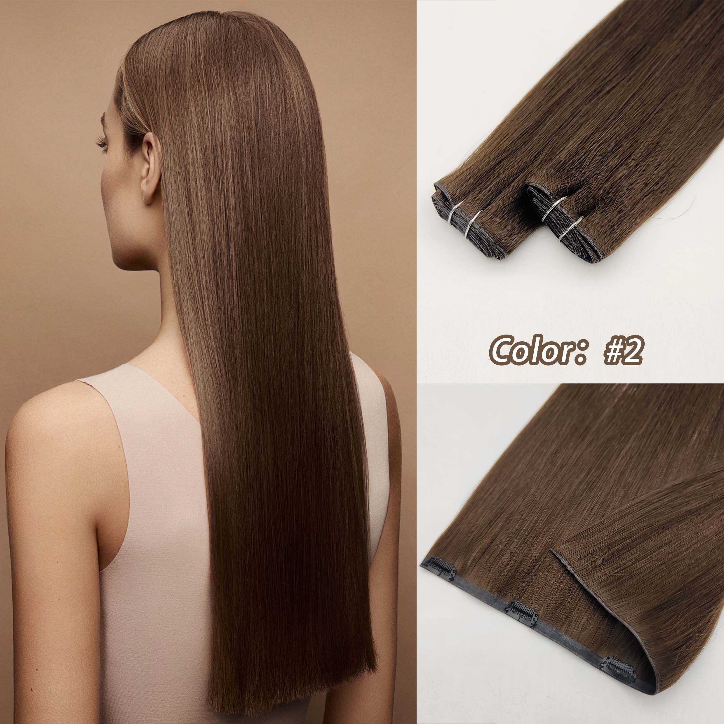 Fasimei Wholesale 100% Russian Remy Virgin Human Hair Extensions Light Color Double Draw Invisible Seamless Clip Hair Extension