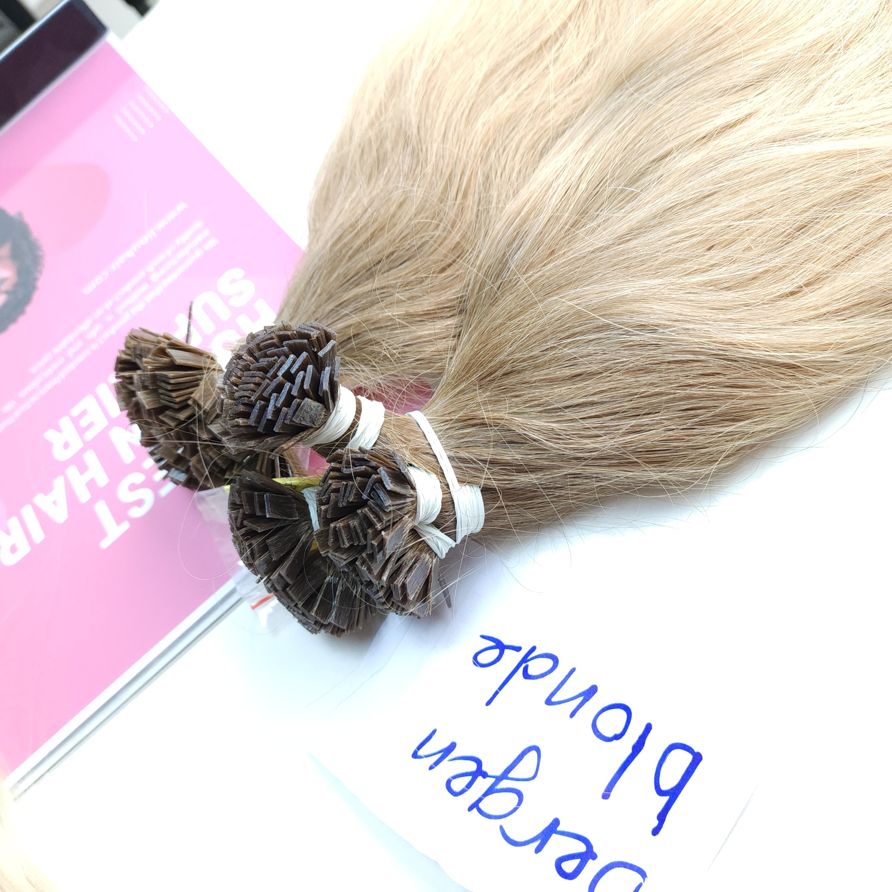 Soft Tips Hair Bergen Blonde Natural Wave | Human Hair Extensions Keratin Tips | Raw Hair Genius Weft Wholesale Price LINU Hair
