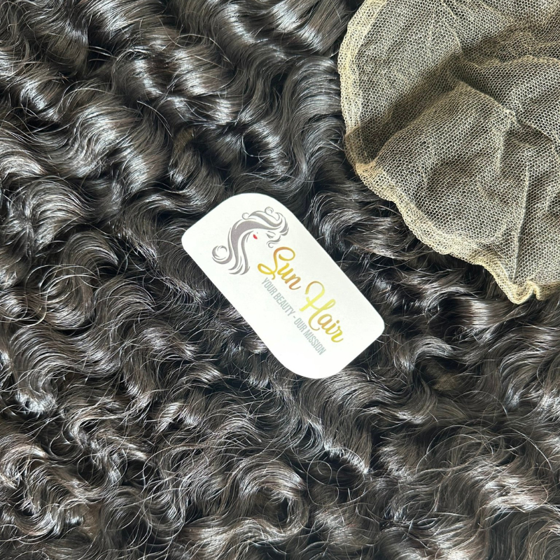 Wholesale Natural Black Colour Burmese Curly Raw Unprocessed Transparent Lace Closure 100% Vietnamese Human Hair Extensions