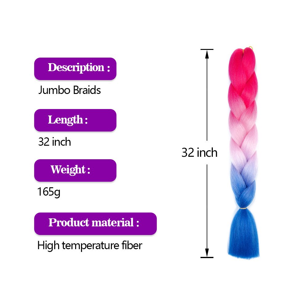 Shinein 32 inch 165g Box Jumbo Braiding Hair Vendors Crochet Hair Braids Extension Synthetic Ombre Colored Jumbo Braid