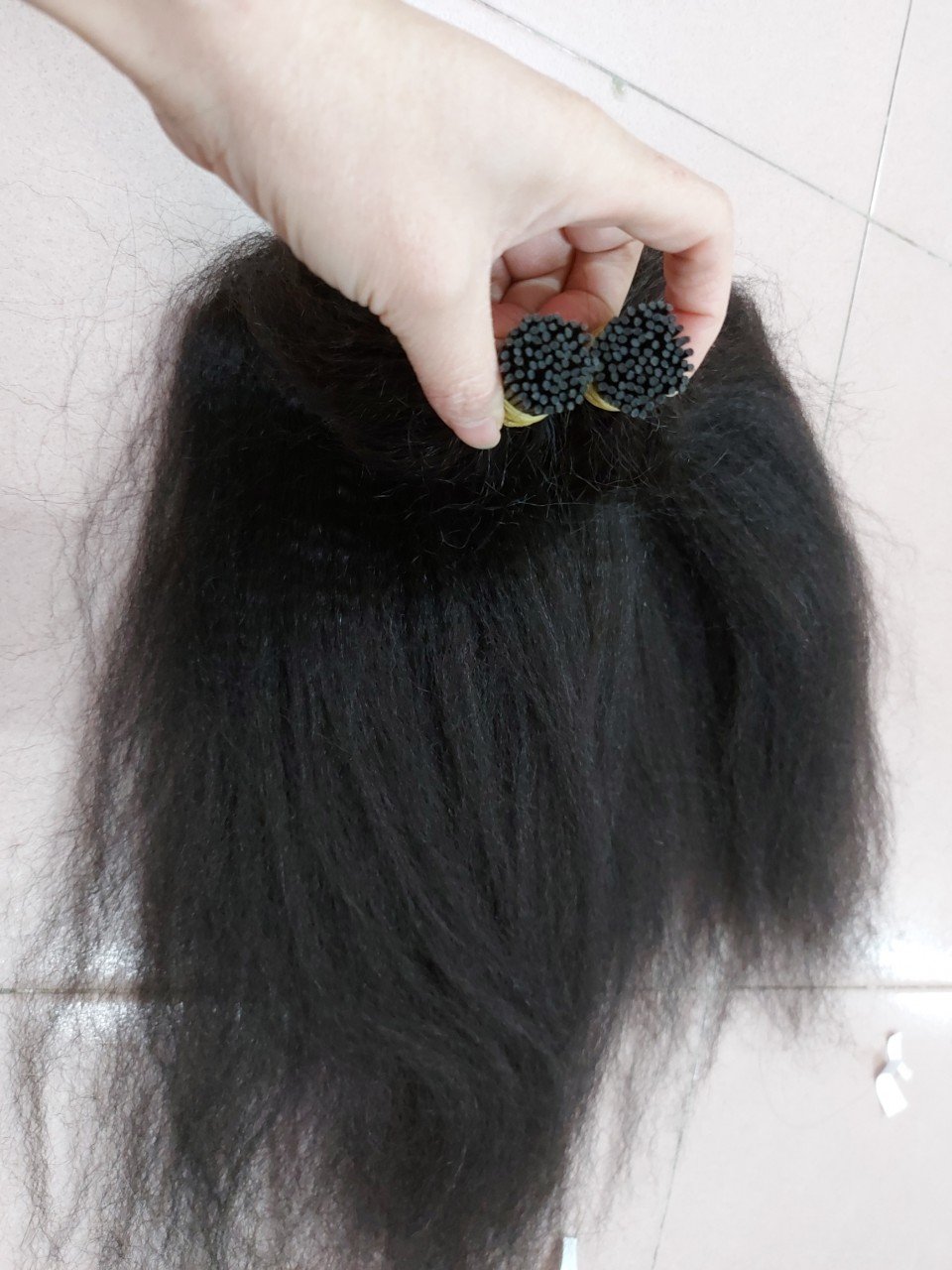 The best quality kinky straight i tip hair extensions and human bundles hair Vietnamese raw virgin hair