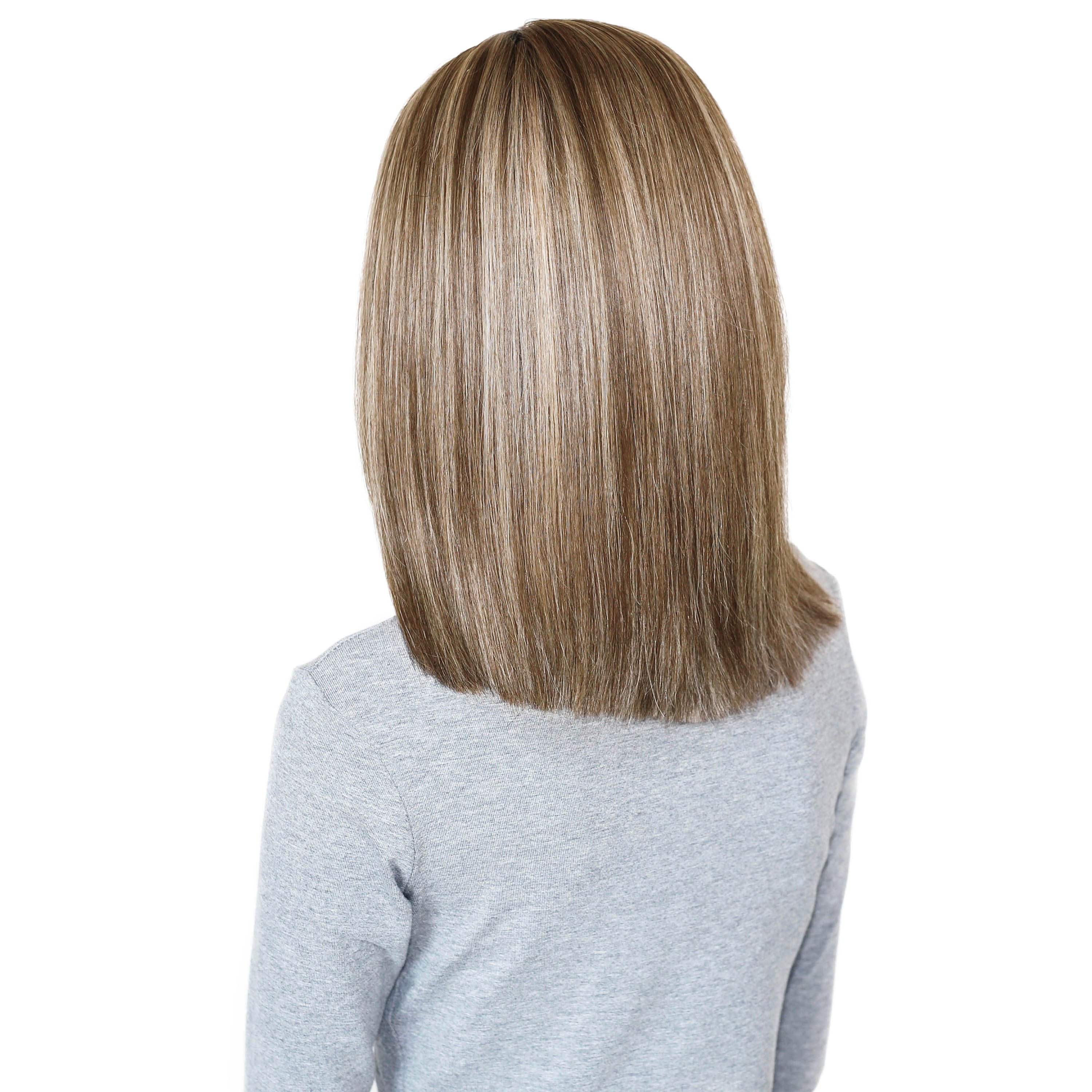 Straight Lace Front & Top Wig Sand Blonde And Beach Brown Hand Painted Glueless Human Hair Balayage Ombre Highlights Wig