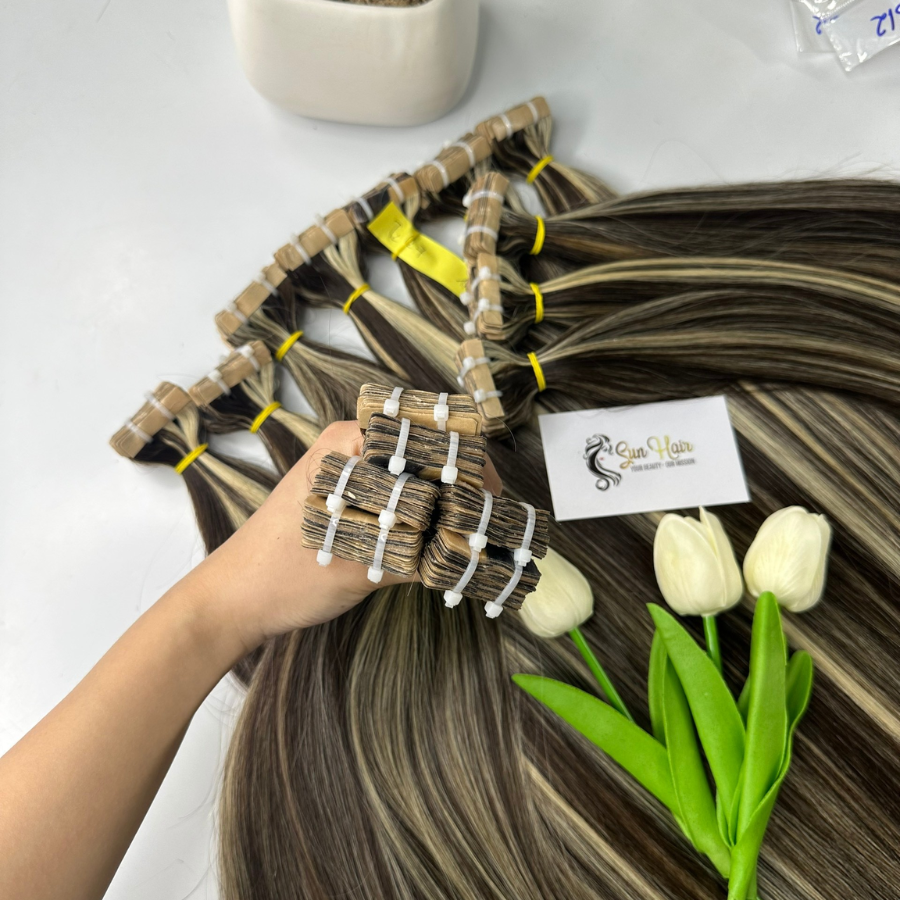 High Quality Product Best Selling 2024 Super Double Straight Light (Piano) Color 100% Real Invisible Tape Human Hair Extensions