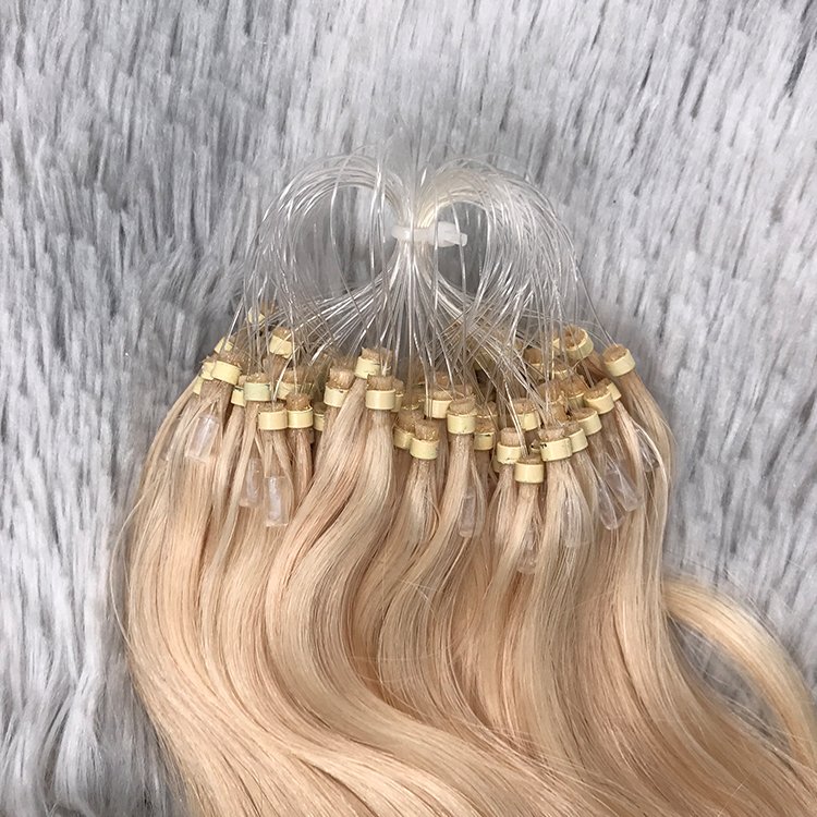 Loops Micro Ring Beads Human Hair Extensions Body Wave 613 Blonde Color Micro Ring Hair