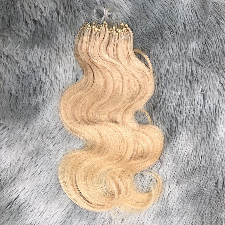 Loops Micro Ring Beads Human Hair Extensions Body Wave 613 Blonde Color Micro Ring Hair