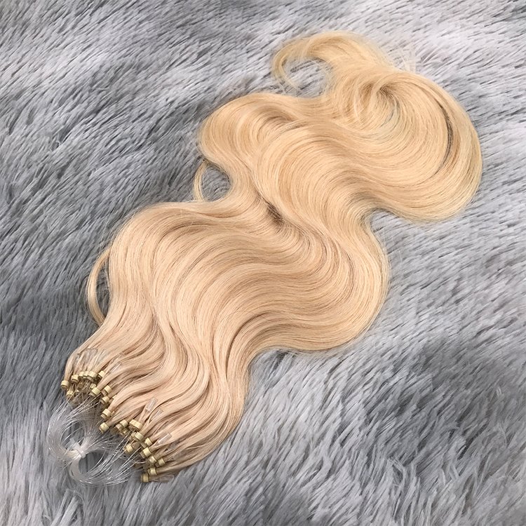 Loops Micro Ring Beads Human Hair Extensions Body Wave 613 Blonde Color Micro Ring Hair