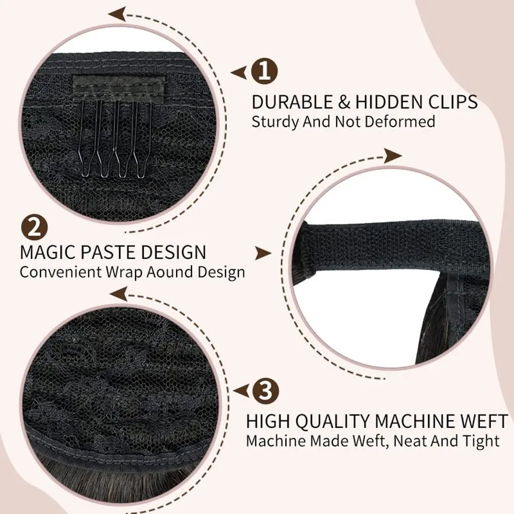 Human Hair Ponytail Extensions Remy Human Hair Wrap Around Long Ponytail Clip in Hair Extensions Straight One Piece Hairpiece
