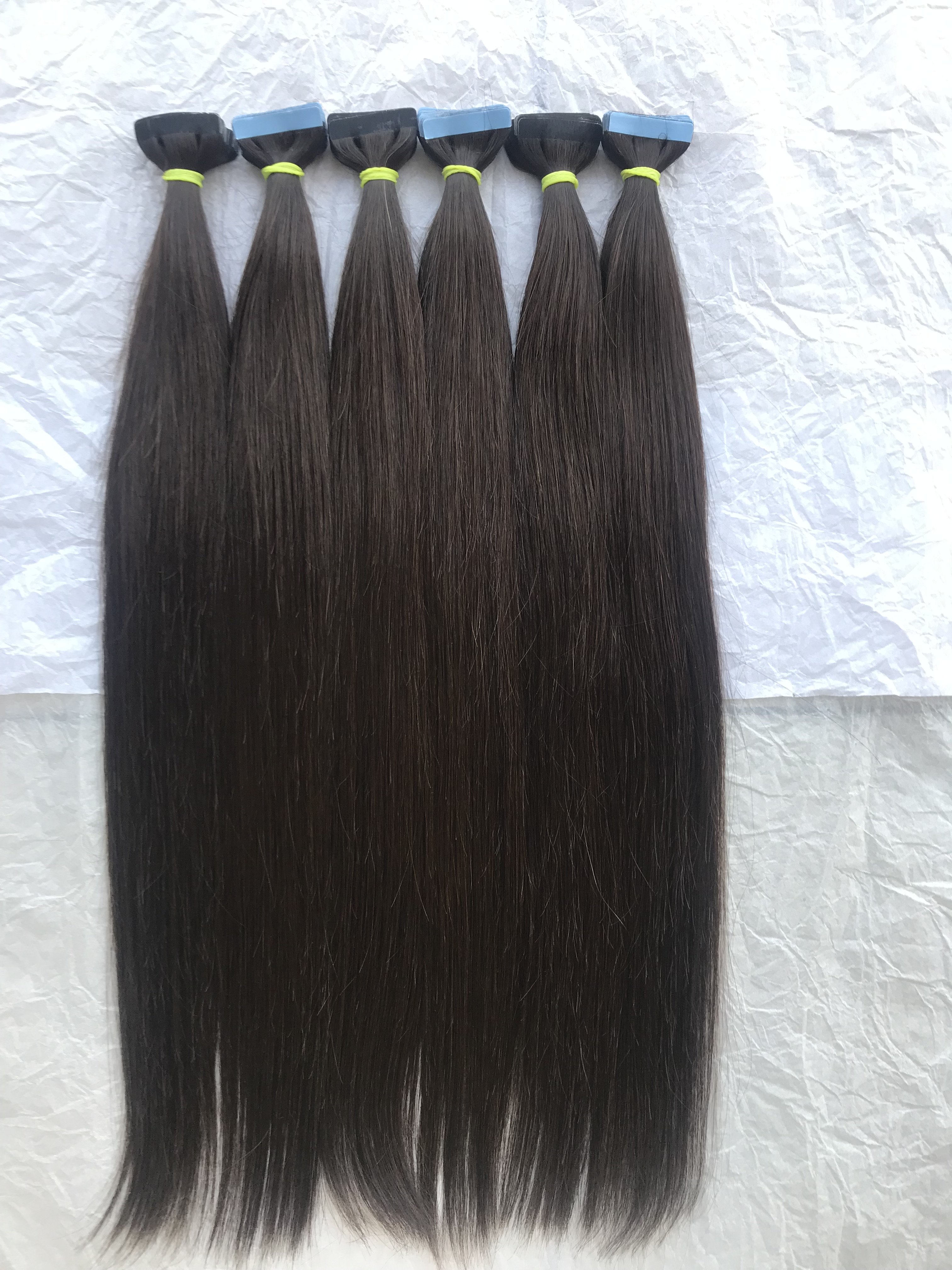 Top Selling Best Premium Silky Straight Colour #2 Tape In Extensions 100% Remy Virgin Single Donor Hair At Wholesale Price List