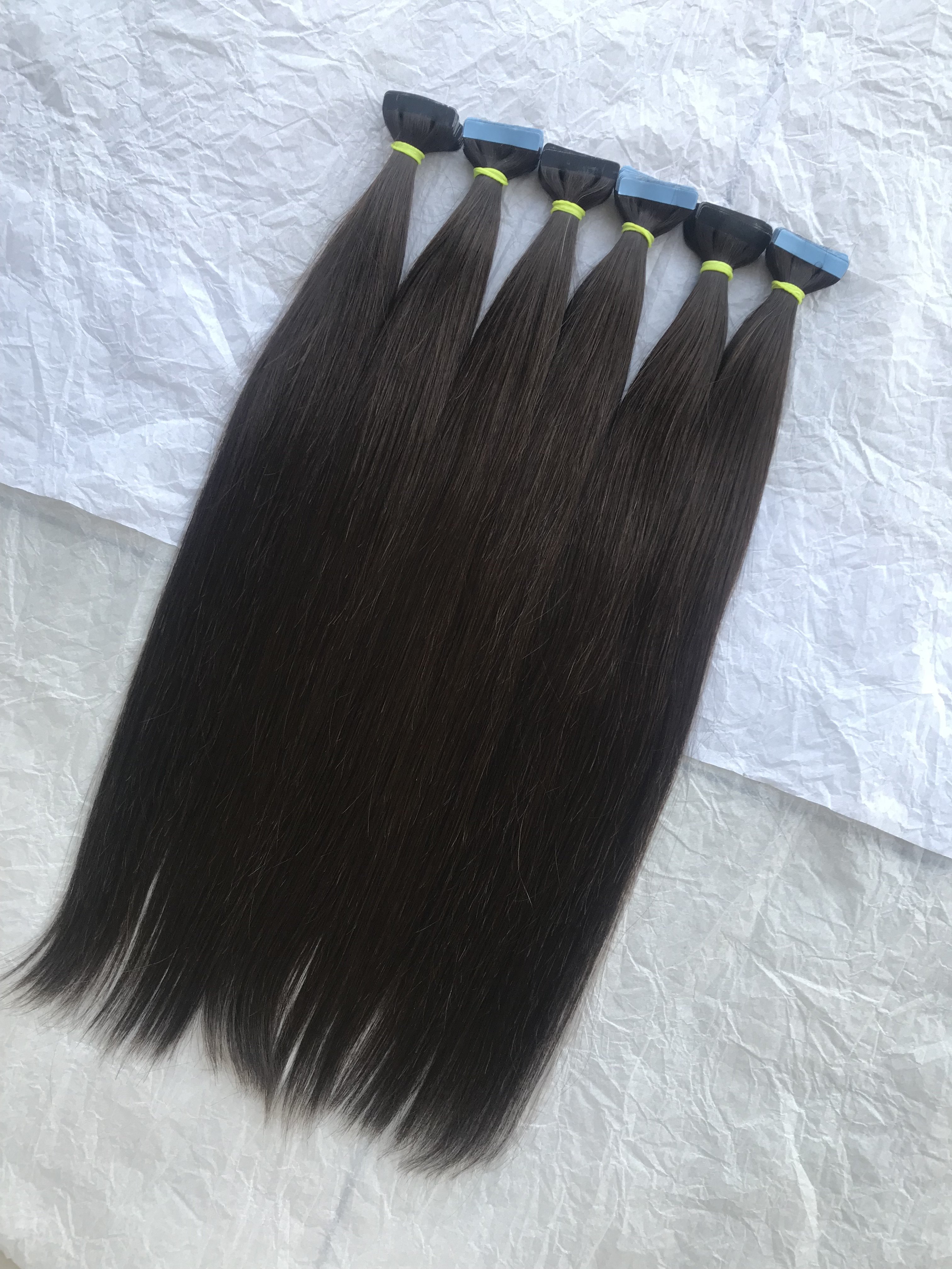 Top Selling Best Premium Silky Straight Colour #2 Tape In Extensions 100% Remy Virgin Single Donor Hair At Wholesale Price List