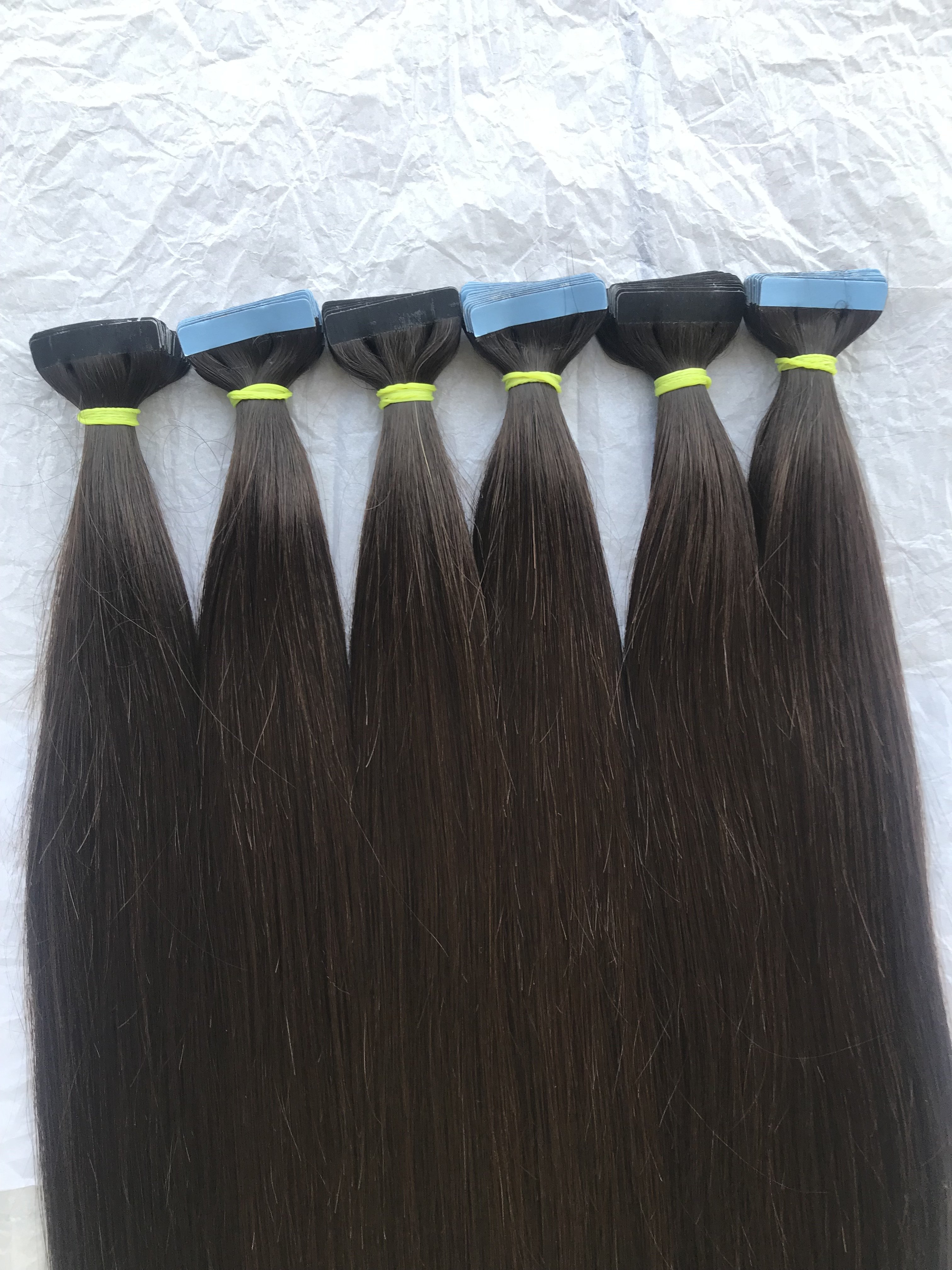 Top Selling Best Premium Silky Straight Colour #2 Tape In Extensions 100% Remy Virgin Single Donor Hair At Wholesale Price List