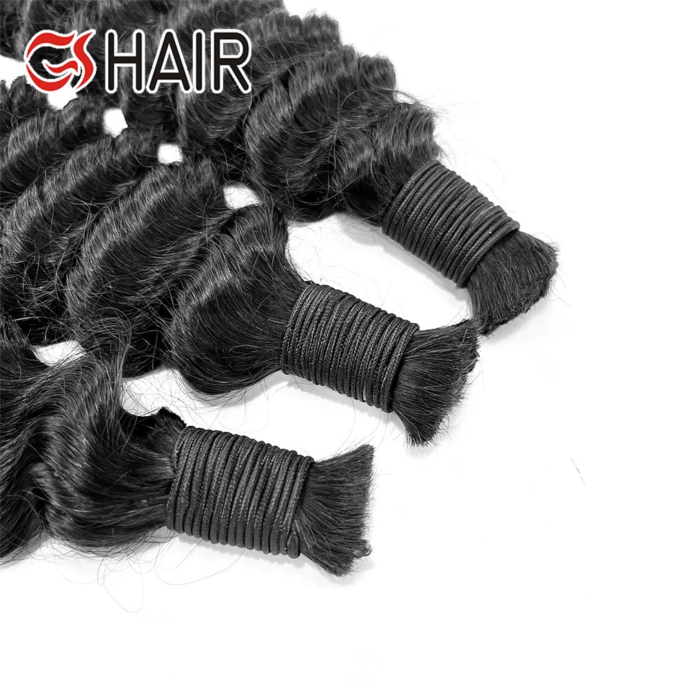 GS Deep Wave Human Hair Bulk For Braiding No Weft Remy Human Hair Bulk Braiding Hair Extension Natural Color