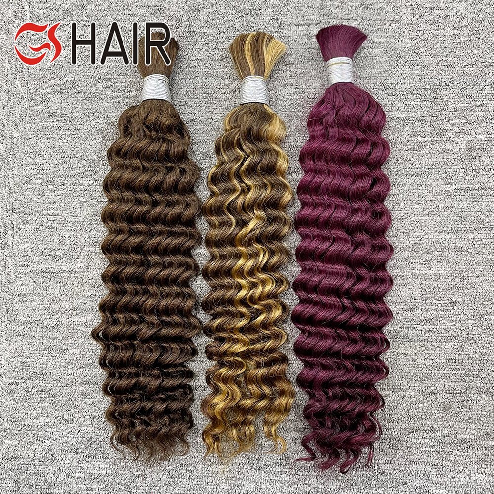 GS Deep Wave Human Hair Bulk For Braiding No Weft Remy Human Hair Bulk Braiding Hair Extension Natural Color