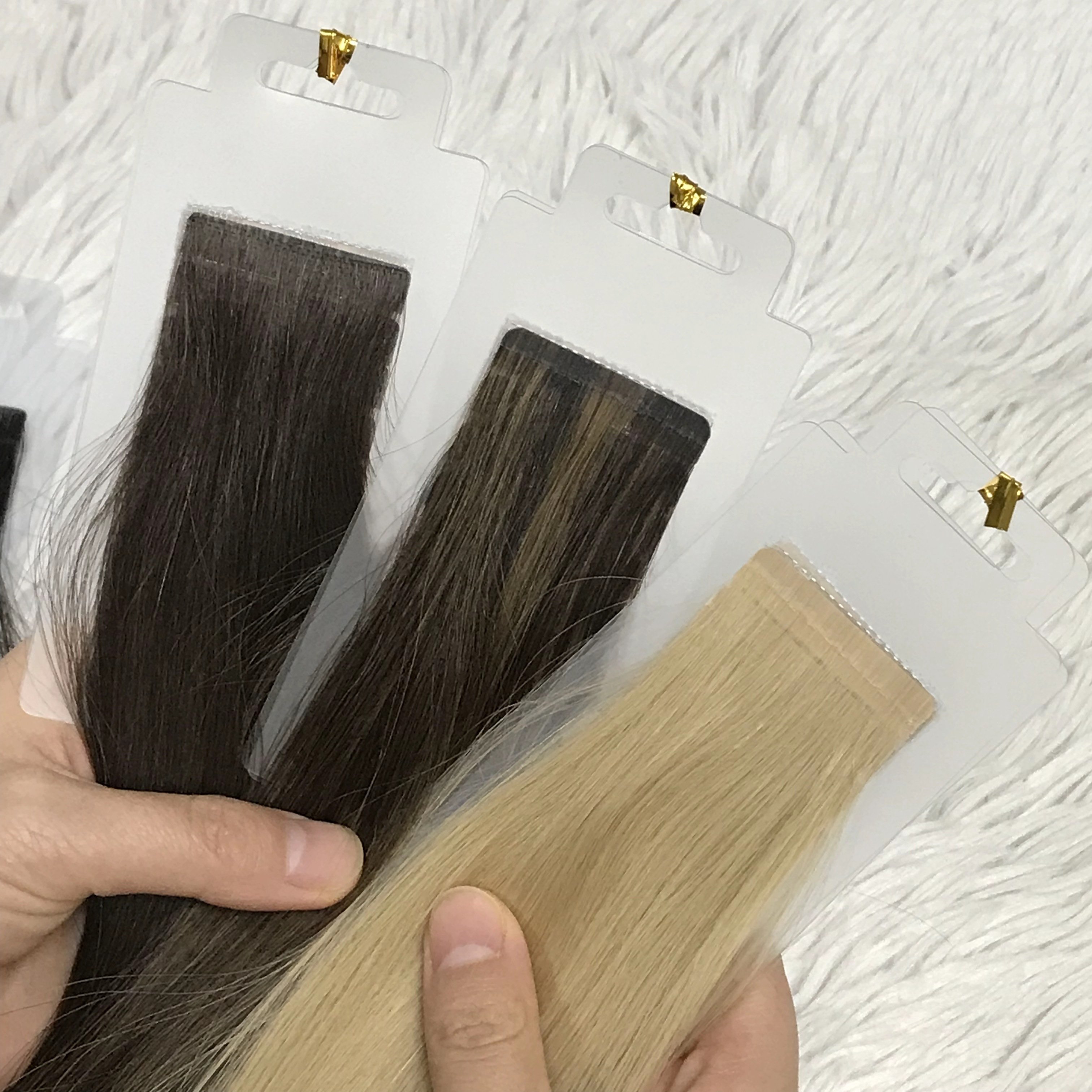 Wholesale 100% Human Hair Extensions High Quality Russian Cuticle Seamless Tape-In Double Drawn