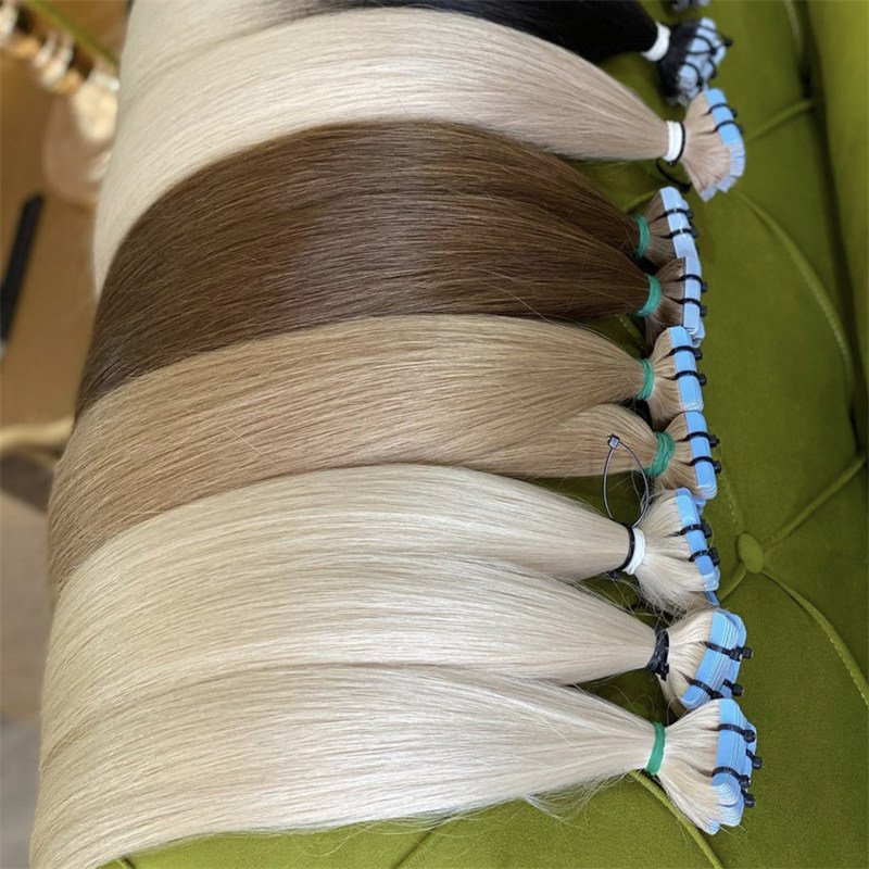 Wholesale 100% Human Hair Extensions High Quality Russian Cuticle Seamless Tape-In Double Drawn