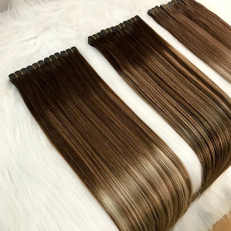 Wholesale 100% Human Hair Extensions High Quality Russian Cuticle Seamless Tape-In Double Drawn