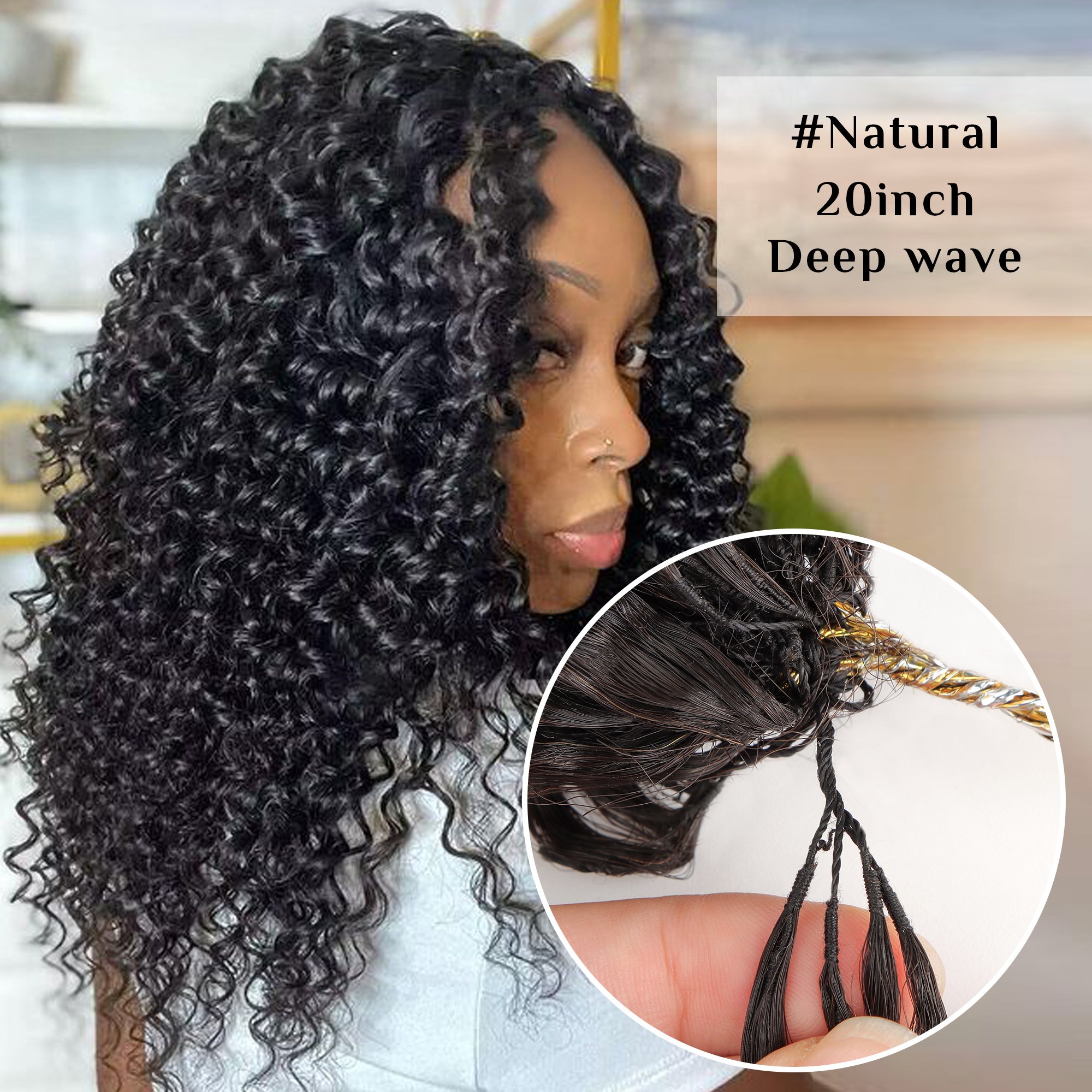 Vast Deep Wave Crochet Hair Natural Black Machine Made Feathering Human Hair Extension