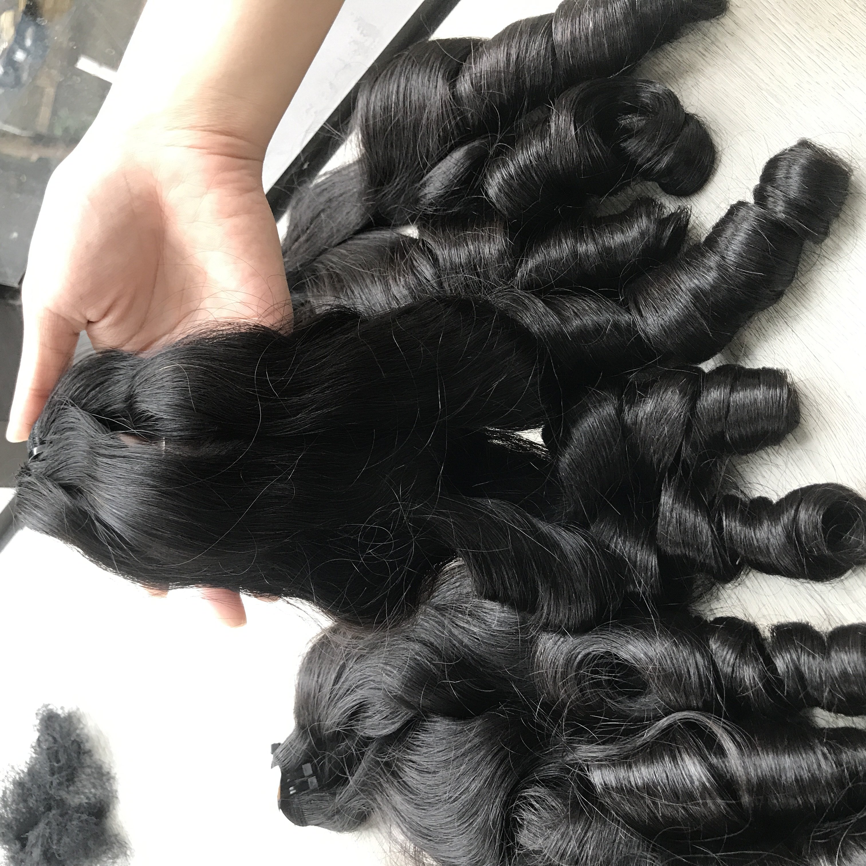 Wholesale Finger Curl Genius Weft Bundles Human Hair Extensions & Wigs Vendors Raw Virgin Cuticle Aligned Curly Bundles