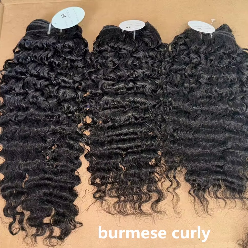 Unprocessed Vietnamese raw Hair Bundle Vendors Bulk Double Drawn Weft hot sale burmese curly Human Hair Extensions