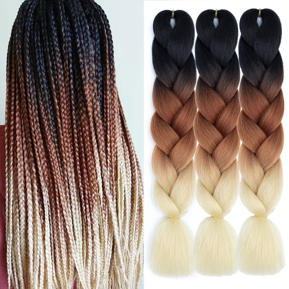Braiding Hair Ombre Synthetic Colorful for Women Rainbow Braiding Hair Twist Crochet Braids Hair Extensions 24 Inch 100g