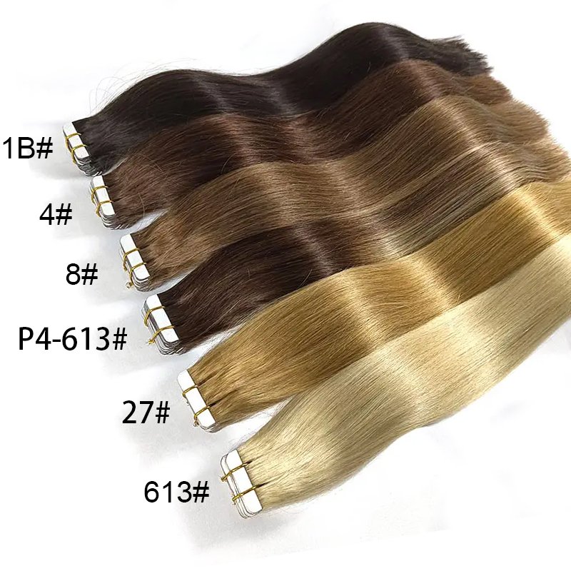 RTS strong adhesive brazilian 100human hair double drawn tape in hair extensions , invisible tape ins extensions raw hair