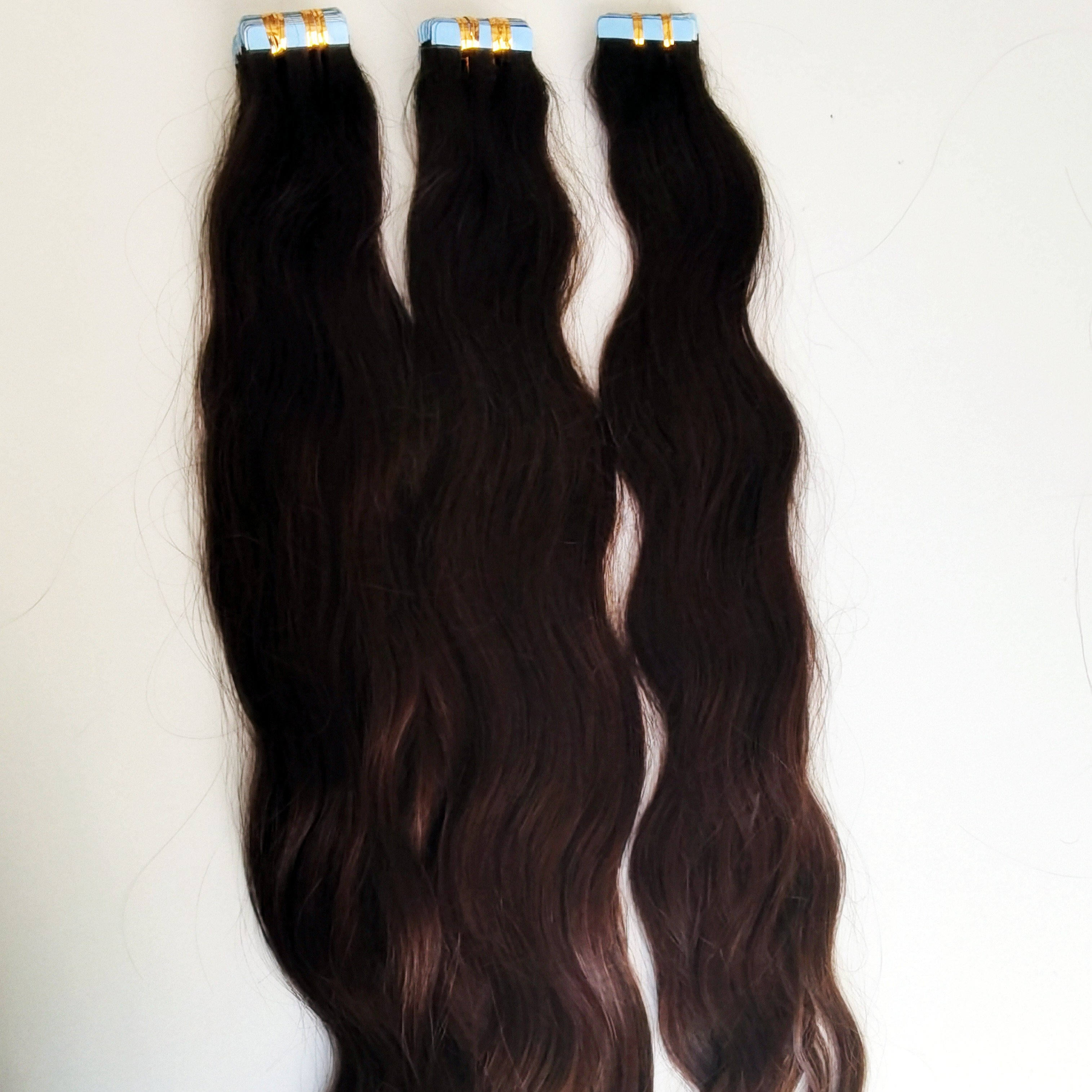 Wavy Tape In Human Hair Extensions Natural Hair Extensions 100% Remy Skin Weft Adhesive Glue On For Salon High Quality