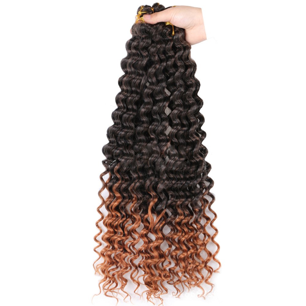 Wholesale Synthetic Deep Wave Braiding Hair Curly Crochet Box River Braids Ombre Ocean Wavy Deep Curl Twist Braiding Hair