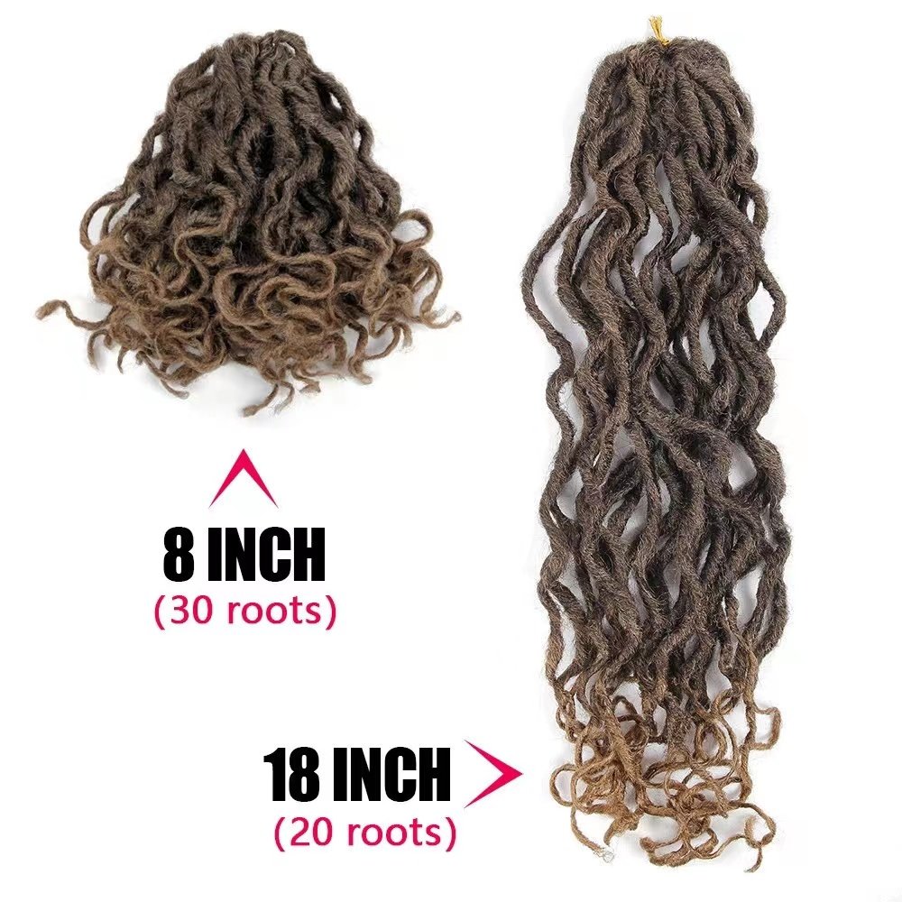 wholesale Goddess Mermaid Locs short dark brown soft faux locs Synthetic Braiding crochet Hair Extension