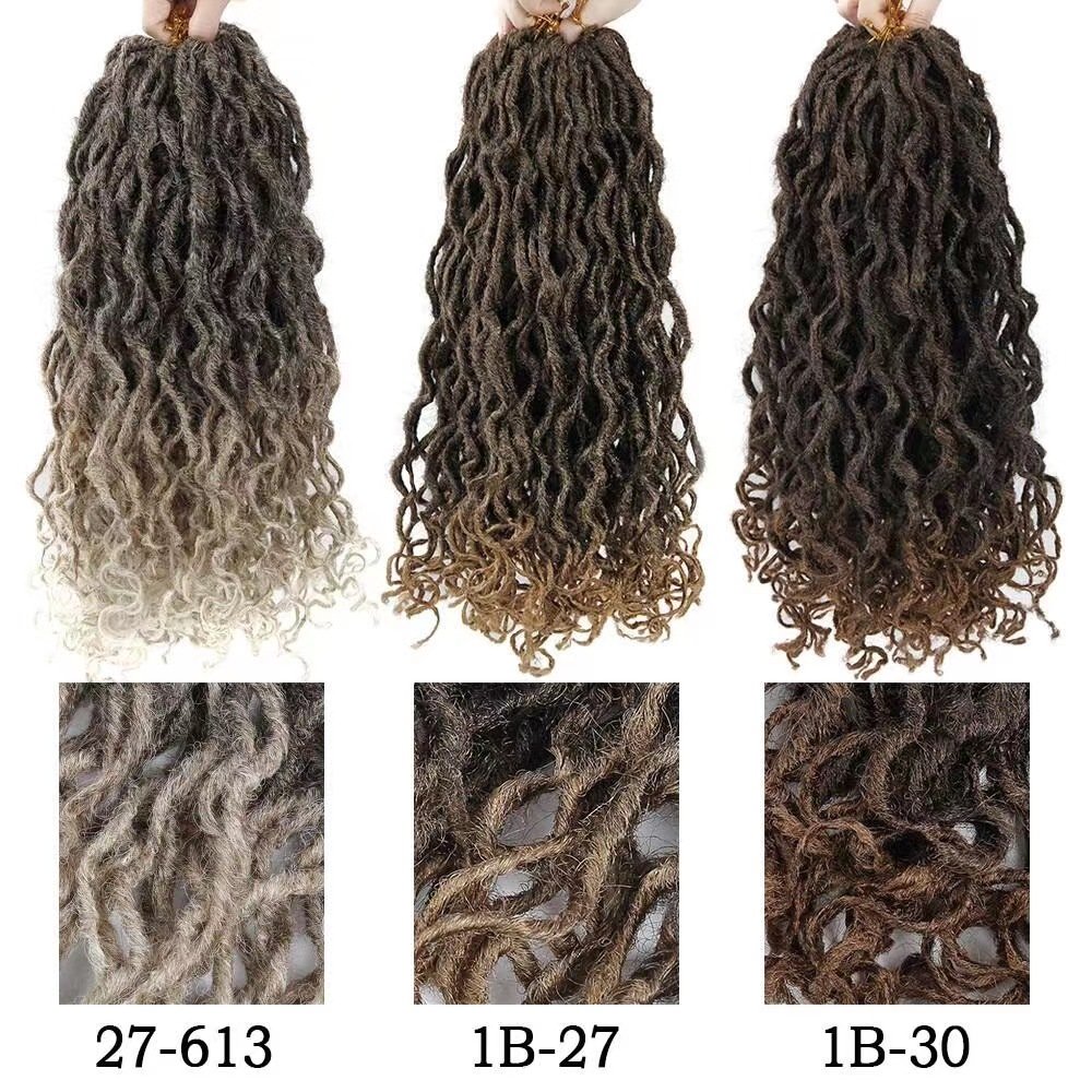 wholesale Goddess Mermaid Locs short dark brown soft faux locs Synthetic Braiding crochet Hair Extension