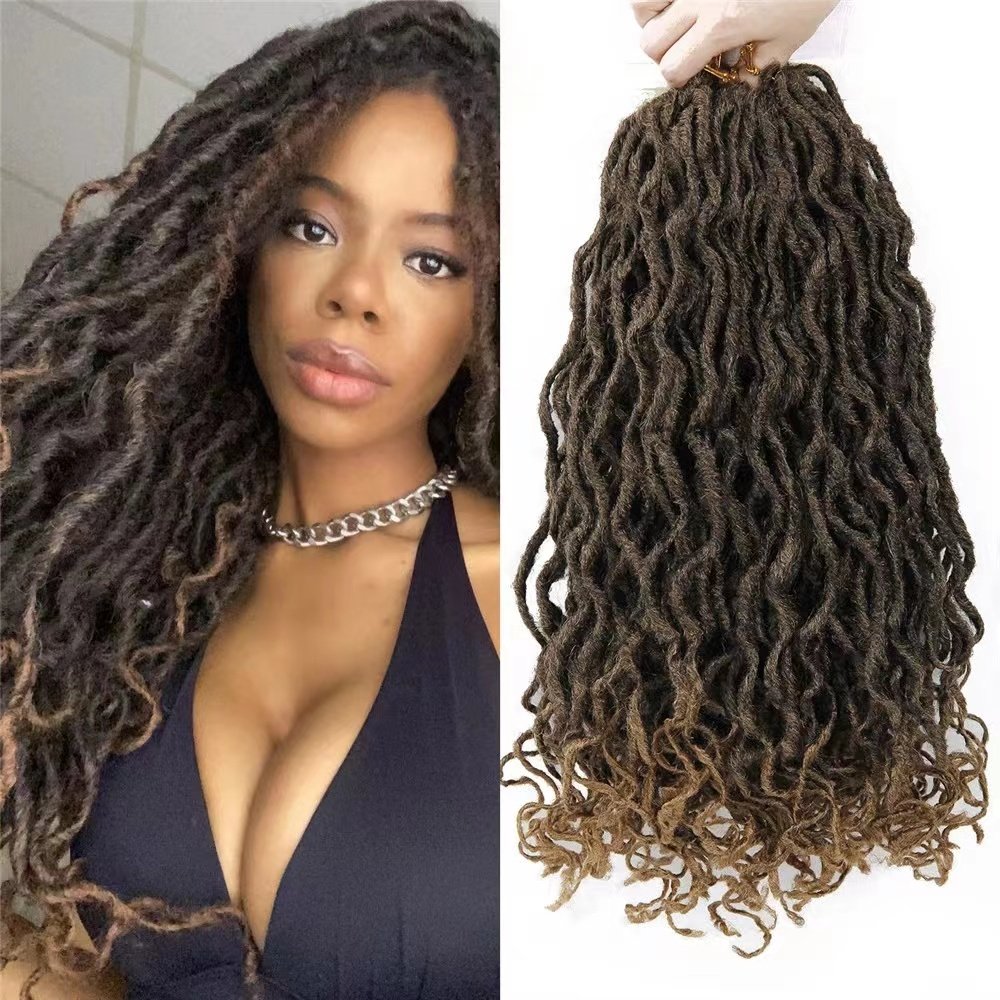 wholesale Goddess Mermaid Locs short dark brown soft faux locs Synthetic Braiding crochet Hair Extension