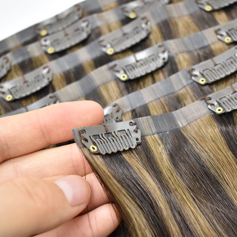 Double Drawn Invisible Seamless Clip In Hair Extension Cuticle Remy Human Hair extension
