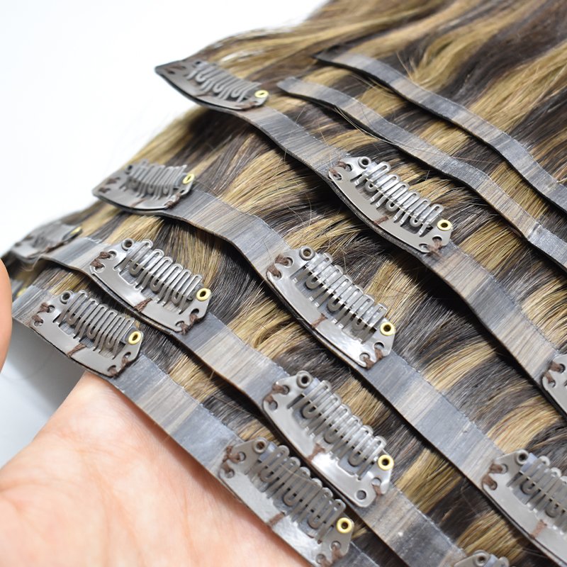 Double Drawn Invisible Seamless Clip In Hair Extension Cuticle Remy Human Hair extension