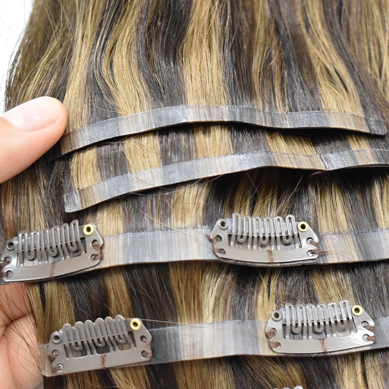 Double Drawn Invisible Seamless Clip In Hair Extension Cuticle Remy Human Hair extension