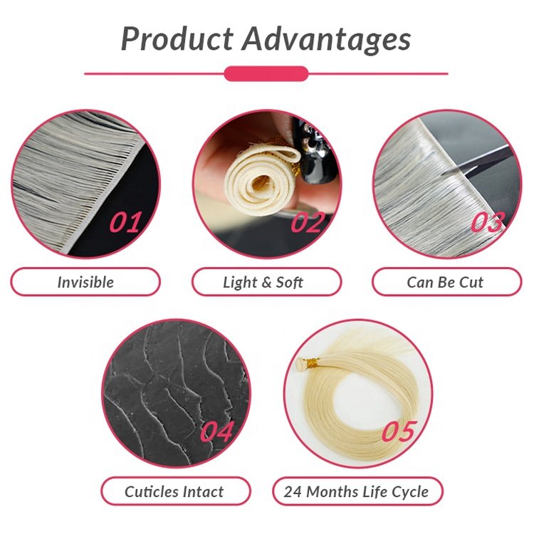 LeShine Factory Hair Weft Replace To Hand Tied Weft Thick End Seamless Can Be Cut Remy Genius Weft Extension